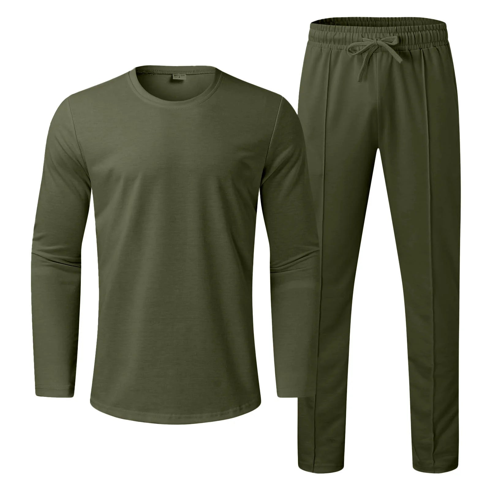 Men'S Tracksuits Tight T-Shirt and Pants Set Outfit Two-Piece Fitness Solid Training Casual Sports Sweatsuits