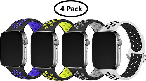 4 Pack Watch Band for 38Mm 40Mm 42Mm 44Mm Watch,Soft Sport Bands Replacement for Watch Series654321 Women Men (Multicolor NK2, 42Mm44Mm SM)