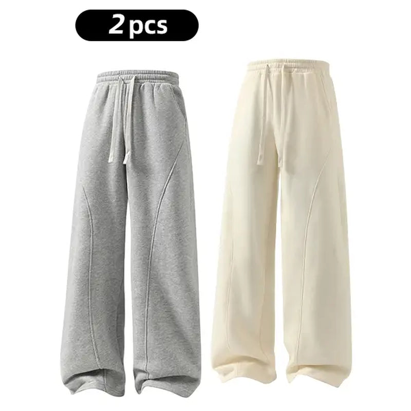Men'S Solid-Color Drawstring Pants with Curved Blade Design—Casual Comfort, Relaxed Fit Suitable for All Seasons. Street-Style Men'S Trousers Perfect for Everyday Wear and Layering. Menswear Beige Daily Wear Pant