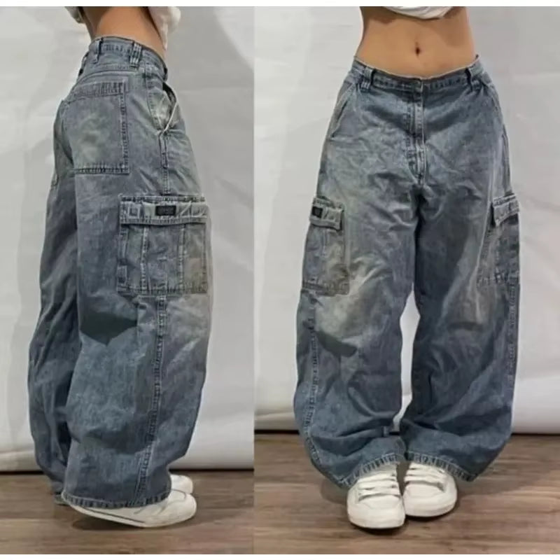 2025 Fashion New Oversized Pattern Printing Baggy Jeans Men Y2K Street Vintage Rock Casual Straight High Waist Wide Leg Trousers