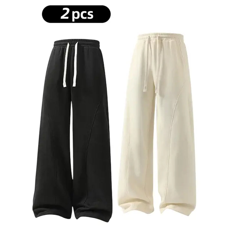 Men'S Solid-Color Drawstring Pants with Curved Blade Design—Casual Comfort, Relaxed Fit Suitable for All Seasons. Street-Style Men'S Trousers Perfect for Everyday Wear and Layering. Menswear Beige Daily Wear Pant