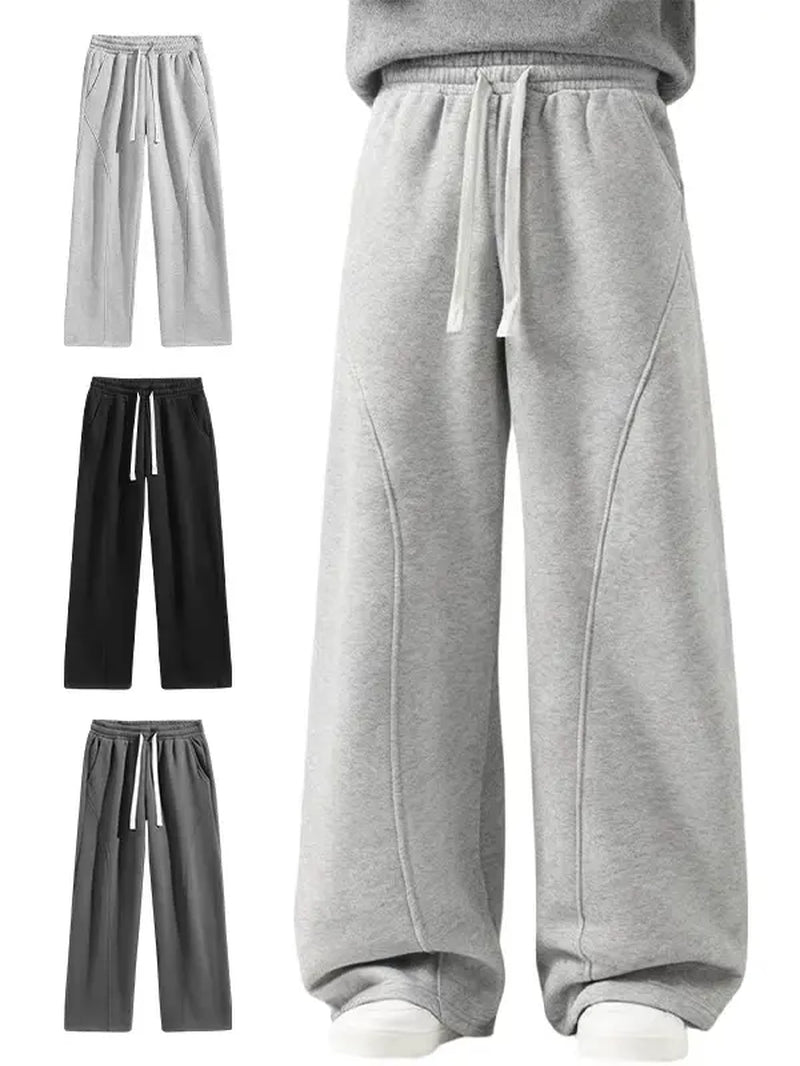 Men'S Solid-Color Drawstring Pants with Curved Blade Design—Casual Comfort, Relaxed Fit Suitable for All Seasons. Street-Style Men'S Trousers Perfect for Everyday Wear and Layering. Menswear Beige Daily Wear Pant