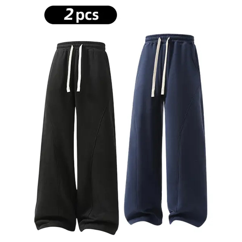 Men'S Solid-Color Drawstring Pants with Curved Blade Design—Casual Comfort, Relaxed Fit Suitable for All Seasons. Street-Style Men'S Trousers Perfect for Everyday Wear and Layering. Menswear Beige Daily Wear Pant