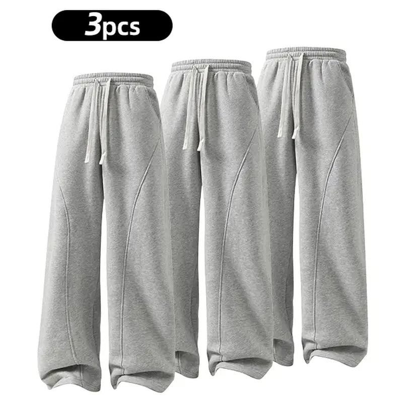 Men'S Solid-Color Drawstring Pants with Curved Blade Design—Casual Comfort, Relaxed Fit Suitable for All Seasons. Street-Style Men'S Trousers Perfect for Everyday Wear and Layering. Menswear Beige Daily Wear Pant