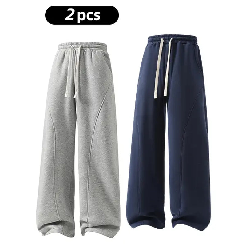 Men'S Solid-Color Drawstring Pants with Curved Blade Design—Casual Comfort, Relaxed Fit Suitable for All Seasons. Street-Style Men'S Trousers Perfect for Everyday Wear and Layering. Menswear Beige Daily Wear Pant